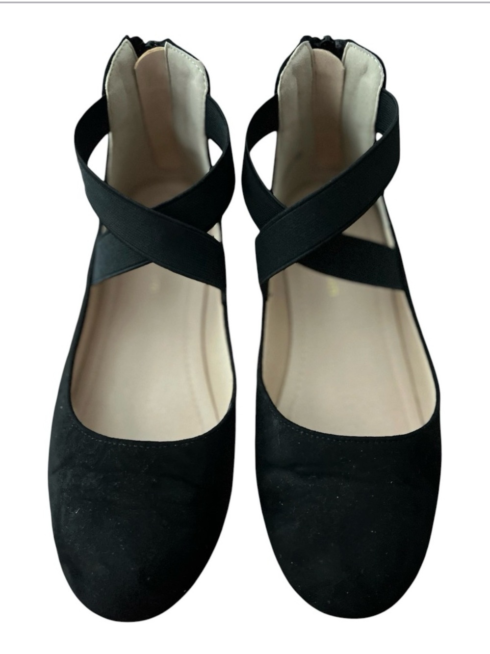 Black Cross-Strap Women's/Big Girls Ballet Flats